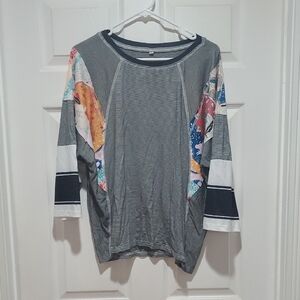Gray and Multicolor Women's Top